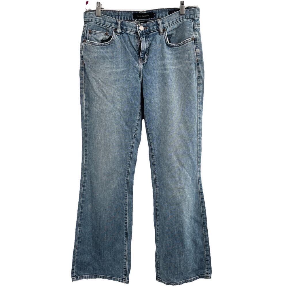 Vintage Y2K Calvin Klein Jeans Size 10 Flare Leg Medium Wash Low Rise Denim